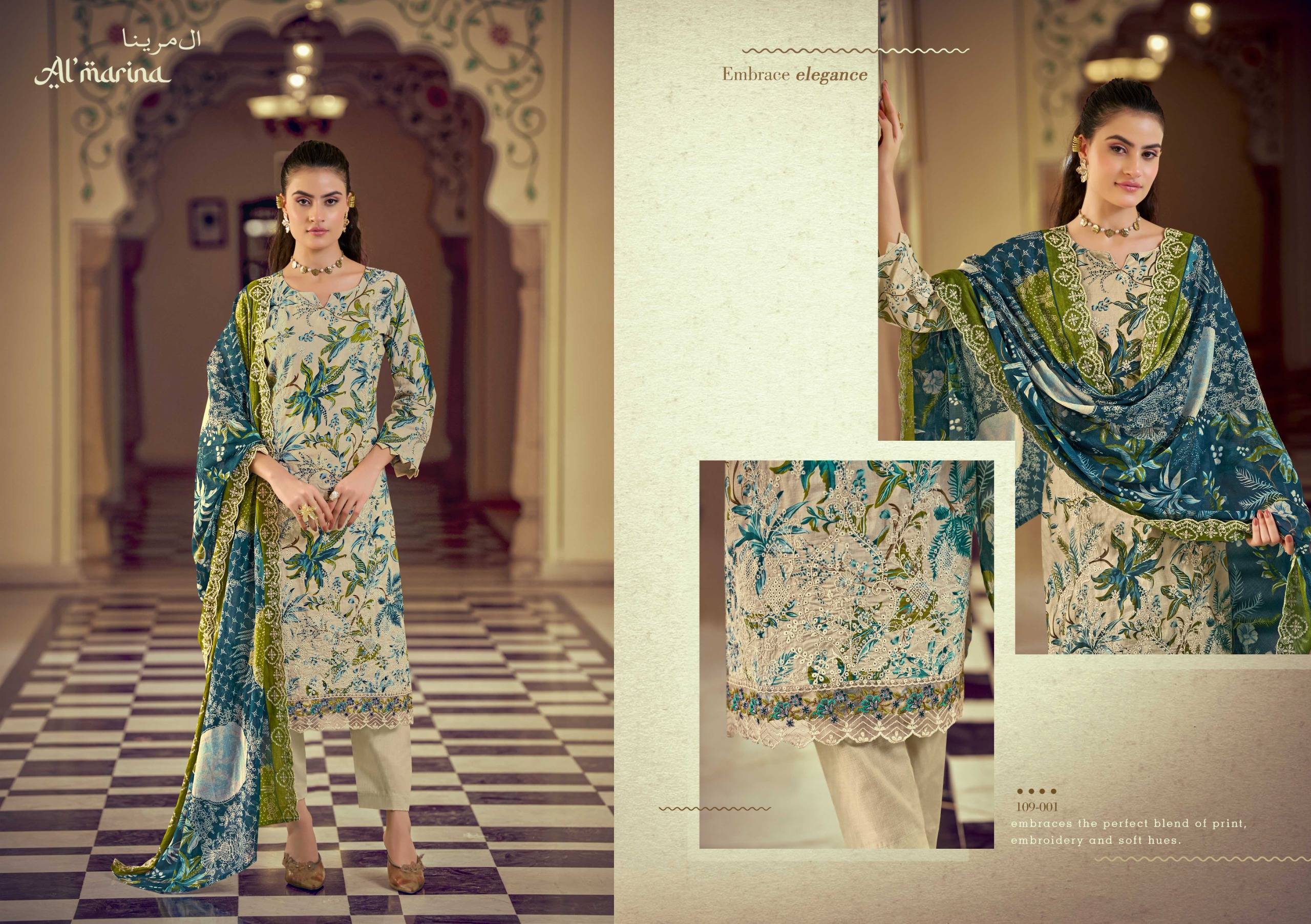 CHIKANKARI VOL 5 by ALMARINA 109001 To 109008 Series Beautiful Pakistani Suits Wear Pure Cotton Dresses At Wholesale Price